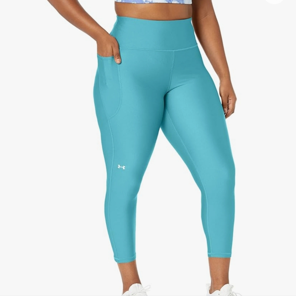 Under Armour Women Active HeatGear High Rise Ankle Leggings No-Slip Turquoise S